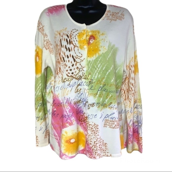 Vintage🧚‍♀️Mulberry Multicolour Floral Sequinned Cardigan/Jacket - Picture 1 of 11